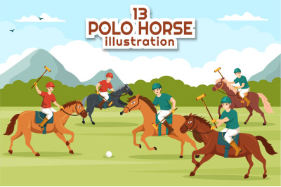 13 Polo Horse Sports Player Illustration