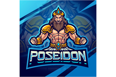 Poseidon esport mascot logo design