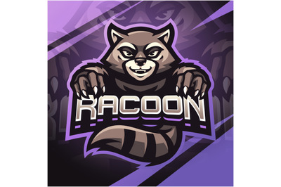 Raccoon fighter esport mascot logo design