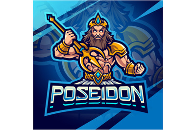 Poseidon esport mascot logo design