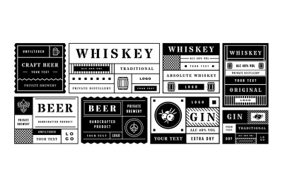 Minimal alcohol drink label template. Geometric sticker layout for cra