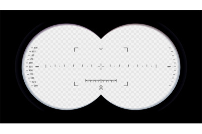 Binoculars view. Spy POV, optical binocular aim sight and telescope zo