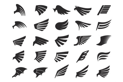 Stencil wings icons. Fast fly emblem&2C; eagle freedom bird wing&2C; holy an