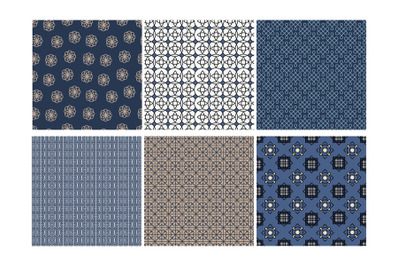 Traditional Korean seamless patterns. Asian geometric line ornaments,