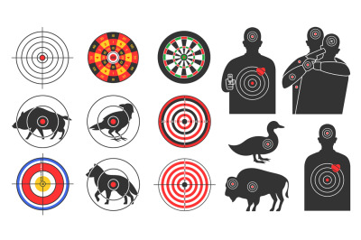 Shooting targets. Animal silhouette&2C; armed human and hostage target fo