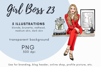 Girl boss 23 fashion illustration PNG