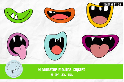Monster Mouths Clipart | 6 Variations