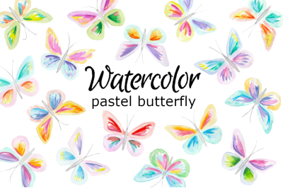 Pastel butterfly watercolor clipart