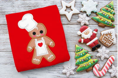Gingerbread Baker with Apron | Applique Embroidery