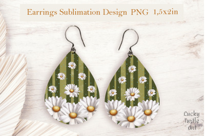 Daisies teardrop sublimation earrings design