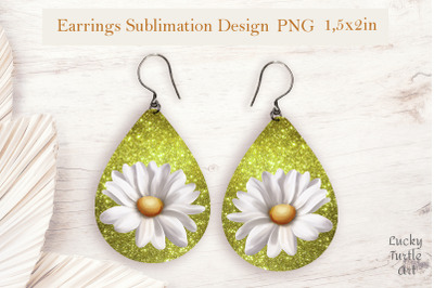 Daisy teardrop sublimation earrings design png