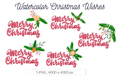 Merry Christmas quote Floral Wreath Watercolor sublimation