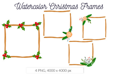 Watercolor Christmas Wooden Frame Sublimation PNG