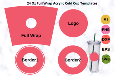 24Oz Full Wrap Acrylic Cold Cup Template
