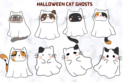 Halloween Cute Cat Ghosts