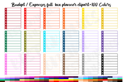 Expenses Full Box Planner Clipart Budget full box clip art