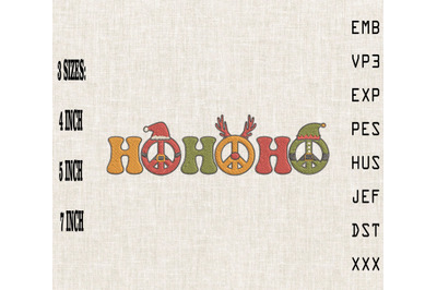 Ho Ho Ho Hippie Christmas Embroidery