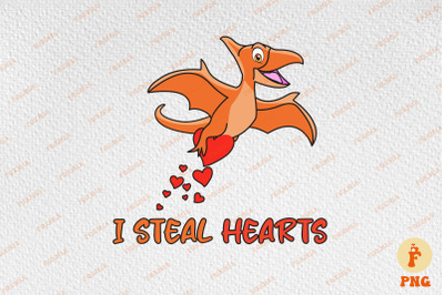 I Steal Hearts Cute Dinosaur Valentine