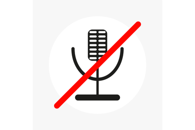 Mute microphone icon, no sound voice, silent mode
