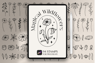 Magical Wildflowers Procreate Stamp Brushes