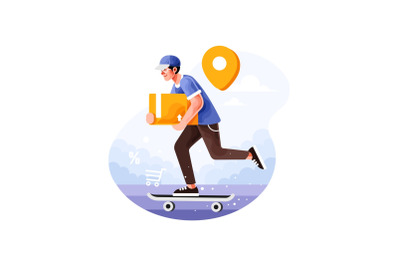 Delivery Service Order with Skateboard