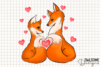 Valentine&#039;s Day Fox Couple PNG Design