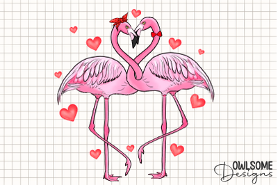 Valentine&#039;s Day Flamingo Couple Love PNG