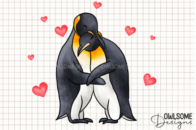 Valentine&#039;s Day Penguin Couple Love PNG
