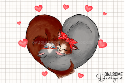 Valentine&#039;s Day Cat Couple Love PNG Design