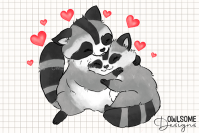 Valentine&#039;s Day Raccoon Couple PNG Design