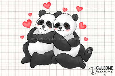 Valentine&#039;s Day PandaCouple Love PNG Design