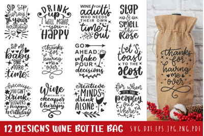 Wine Bottle Bag SVG Bundle