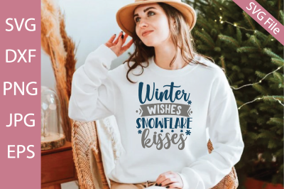 Winter wishes snowflake kisses