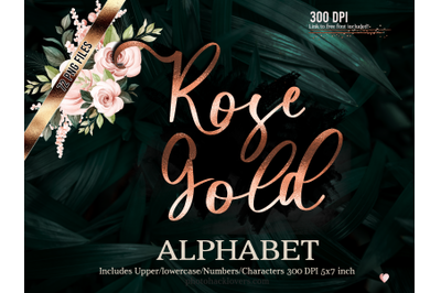 Rose Gold Foil Alphabet Clipart