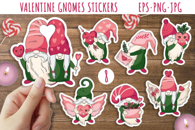 Valentine stickers / Valentine gnomes / Gnome couple