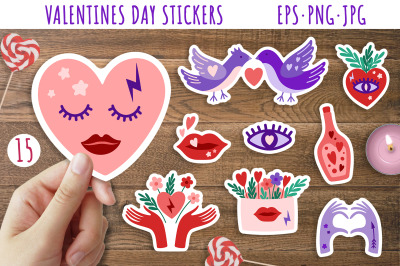 Valentine sticker bundle / Valentines day stickers in PNG