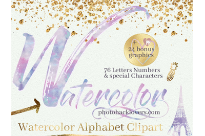 Watercolor Alphabet Clipart