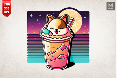 Cute Shiba Inu &amp; Strawberry Milkshake