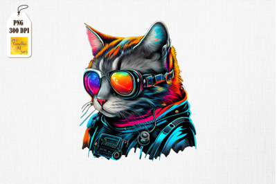 Cyberpunk Colorful Cat Art 2