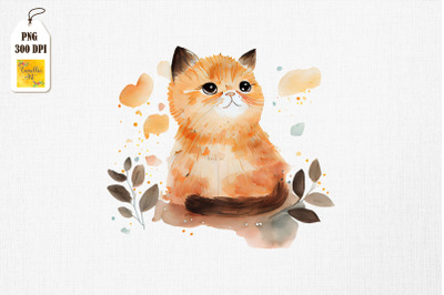 Cute Watercolor Cat Art