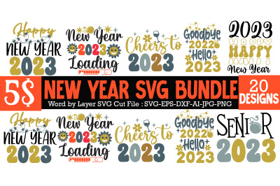 Happy New Year 2023 SVG Bundle