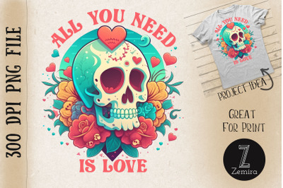 All You Need Is Love Valentine Skull