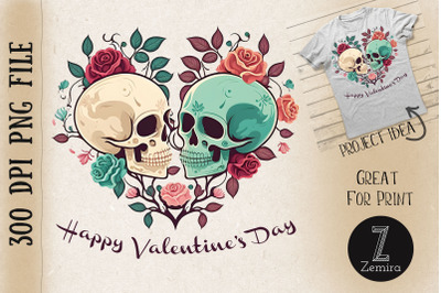 Heart Happy Valentine Skull