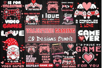 Gamer Valentine Bundle SVG 20 designs