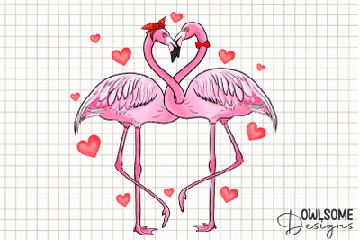 Valentine&#039;s Day Flamingo Couple Love PNG Design