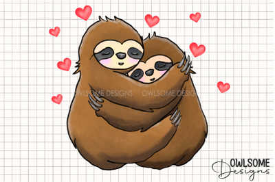 Valentine&#039;s Day Sloth Couple Love PNG Design