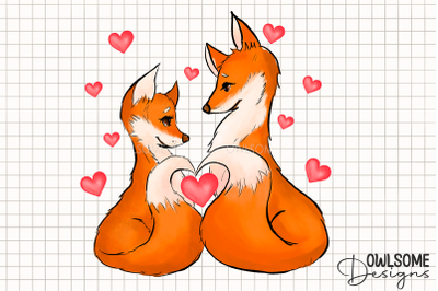 Valentine&#039;s Day Fox Couple PNG