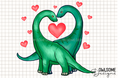 Valentine&#039;s Day Dinosaur Couple Love PNG Design