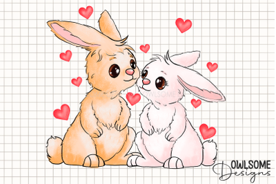 Valentine&#039;s Day Rabbit Couple Love PNG