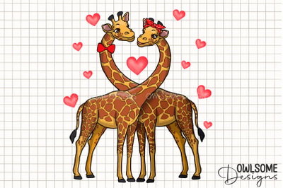 Valentine&#039;s Day Giraffes Couple PNG Design